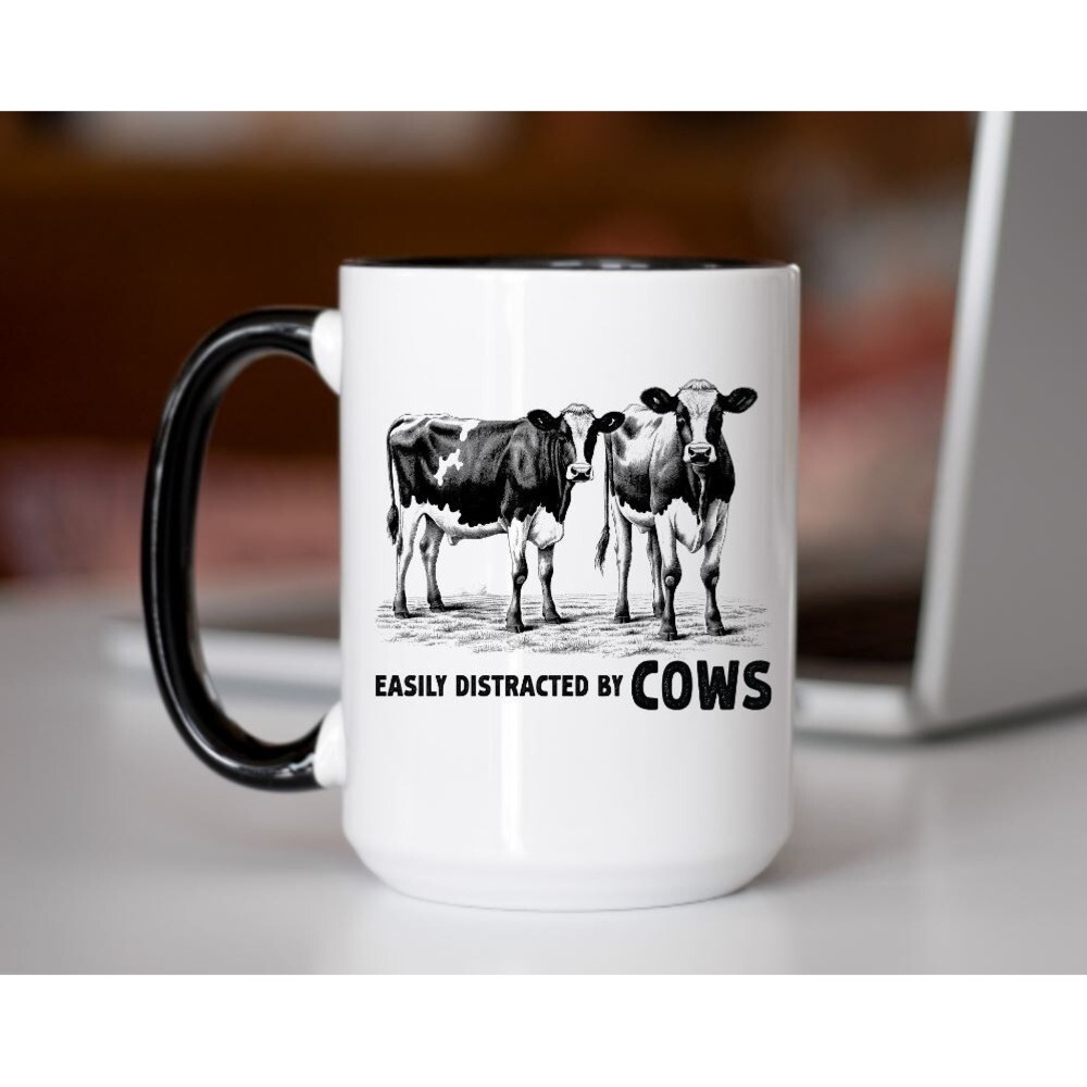 Easily Distracted‎ By Cows Coffee Mug, Farmer's Coffee Mug, Cows Coffee Cup